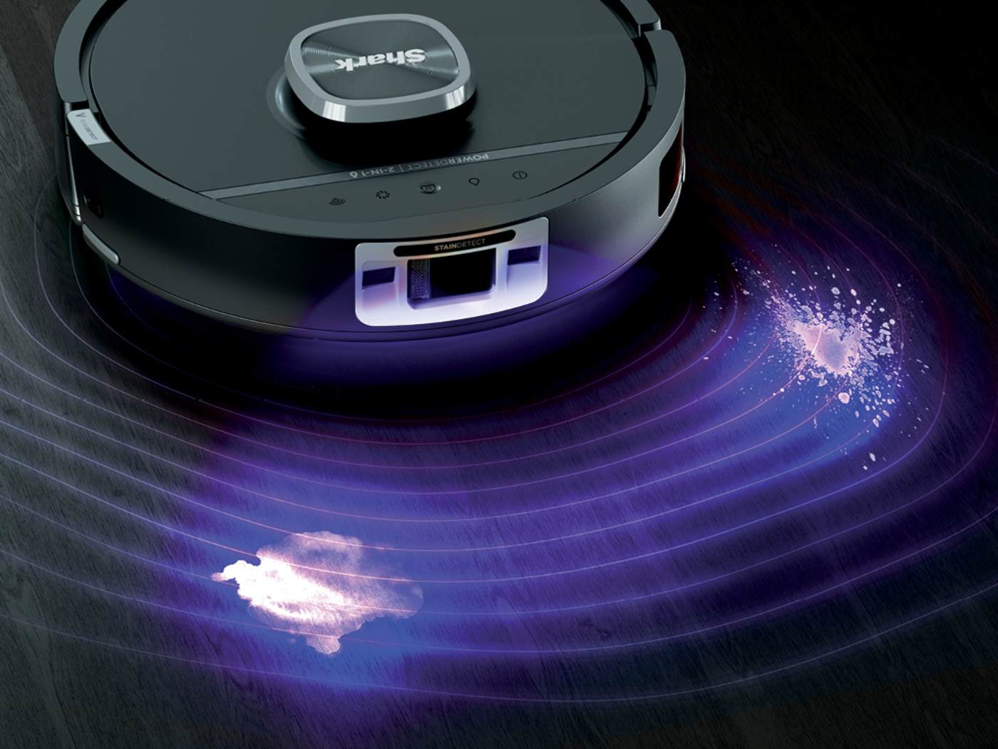 UV Stain Expose lighting a dried spill on a wood floor