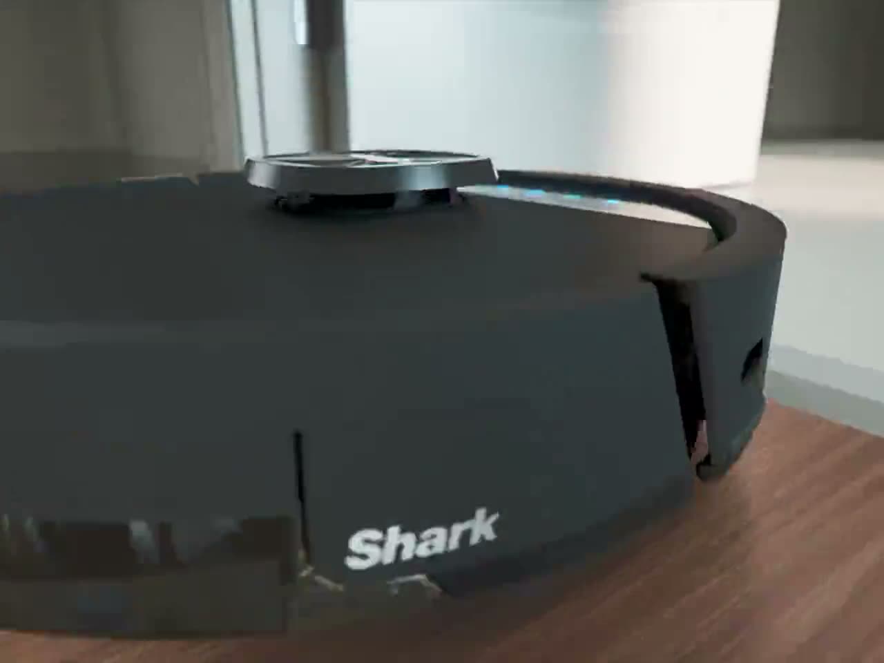 The robot climbing over a raised threshold between two rooms